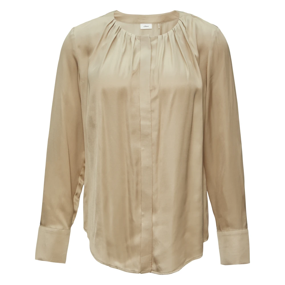 S.Oliver BLACK LABEL Regular fit satijnen blouse met plooien en blinde knoopsluiting