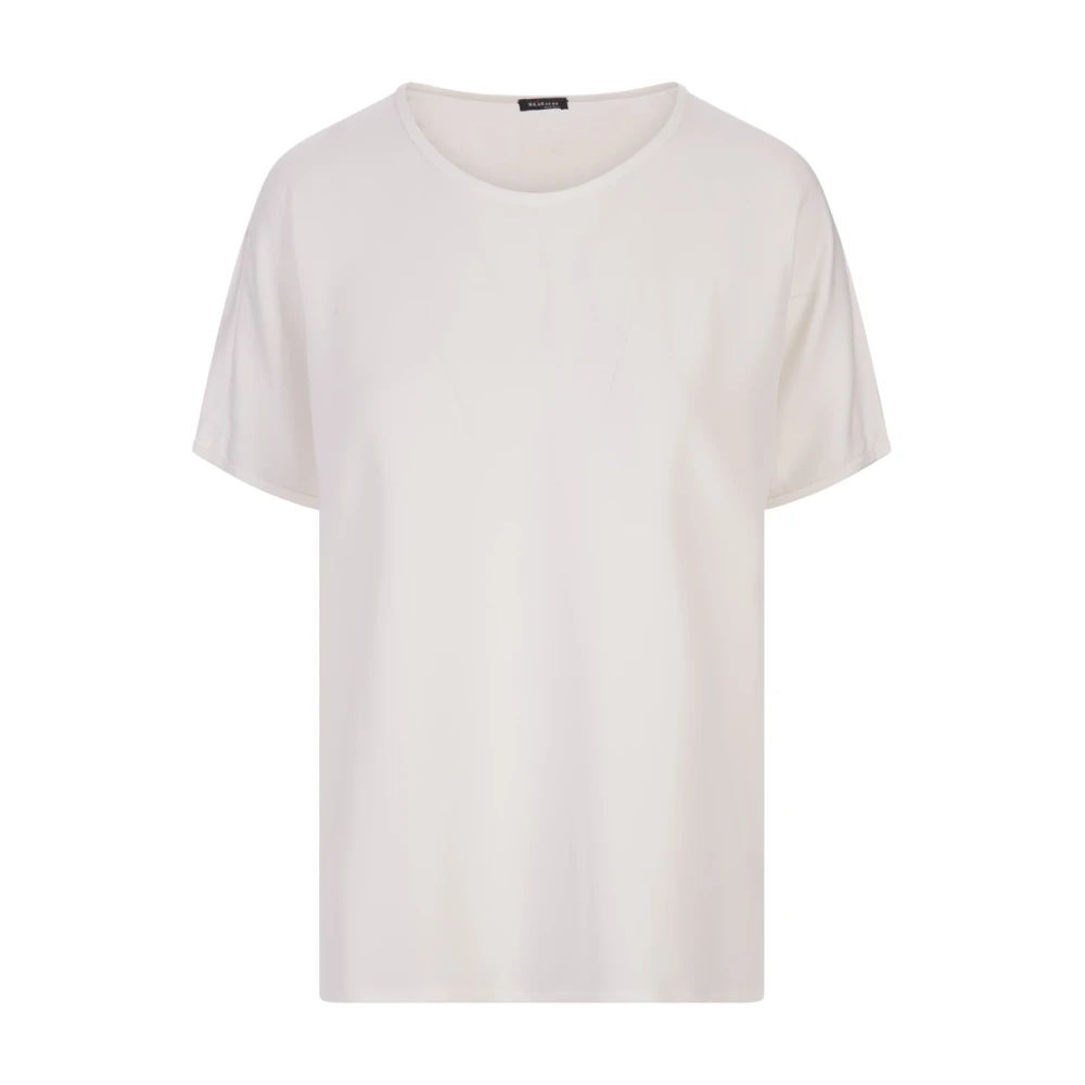 Kiton Zijden Crew Neck T-shirt Wit White Dames