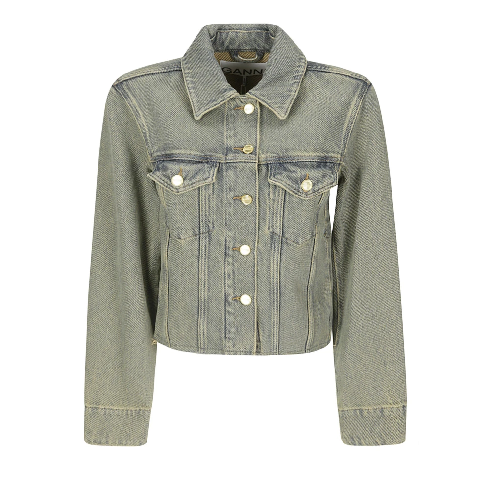 Ganni Women's Brown Denim Jackets, M, Overdyed Heavy Denim Jacket