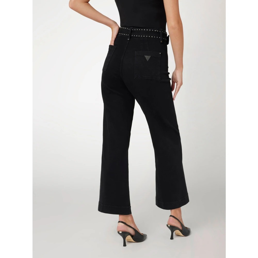 Guess Zwarte Wide Leg Denim Jeans Black Dames