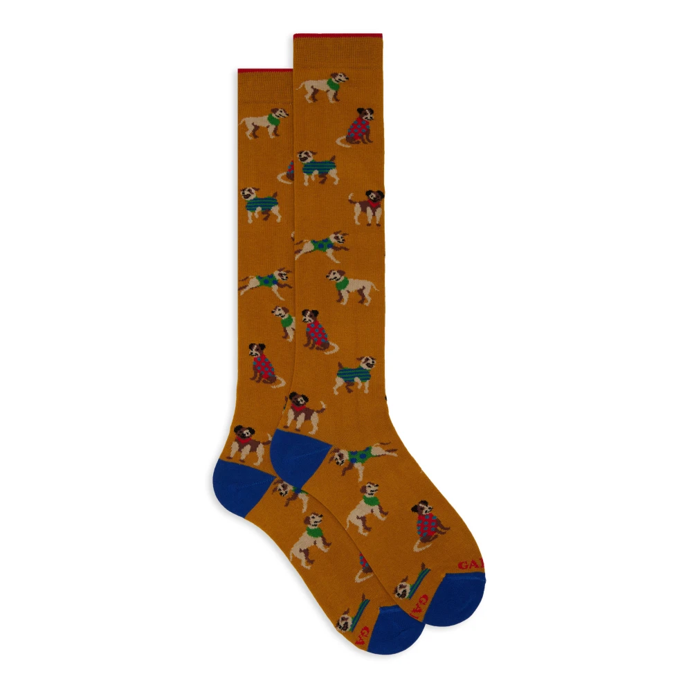Gallo Lange gele katoenen sokken voor heren met hondenmotief Multicolor Heren