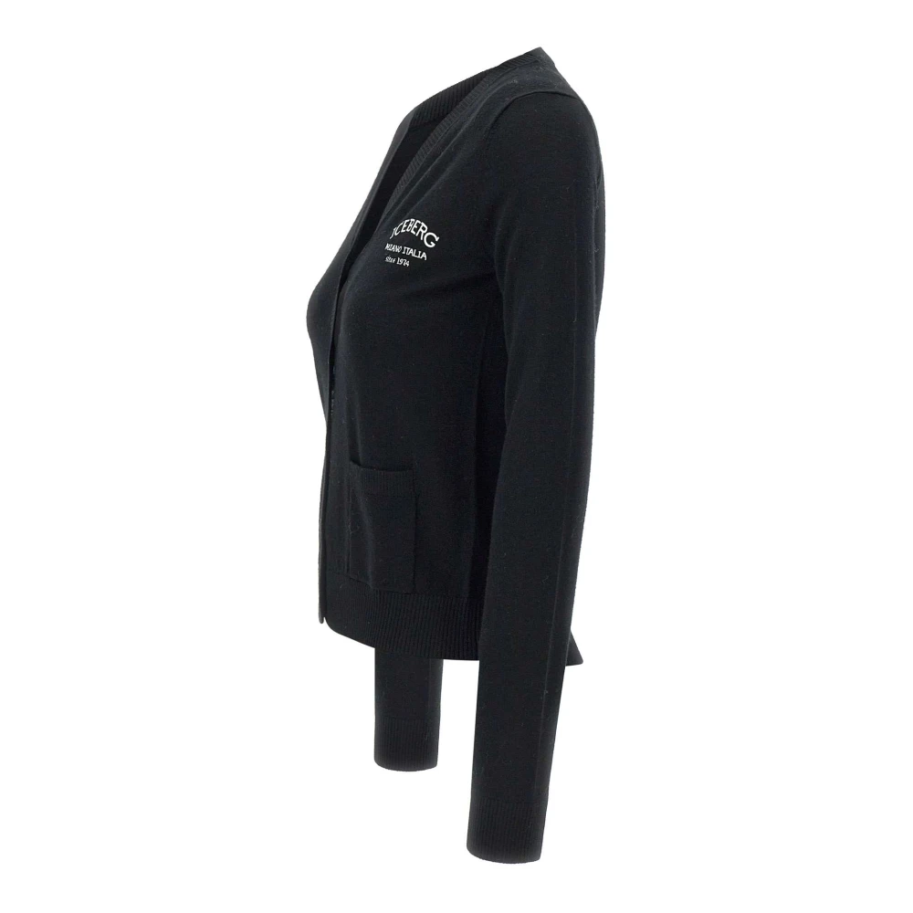 Iceberg Zwarte Wollen Vest met V-Hals Black Dames