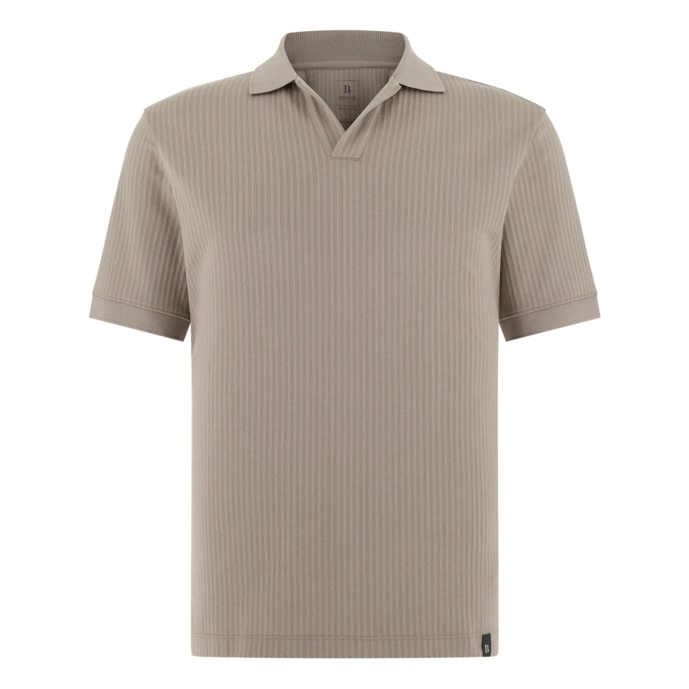 Boggi Milano Mannelijk Grijs Tops Heren, Xl, Katoen, Pima Katoen Jacquard Poloshirt
