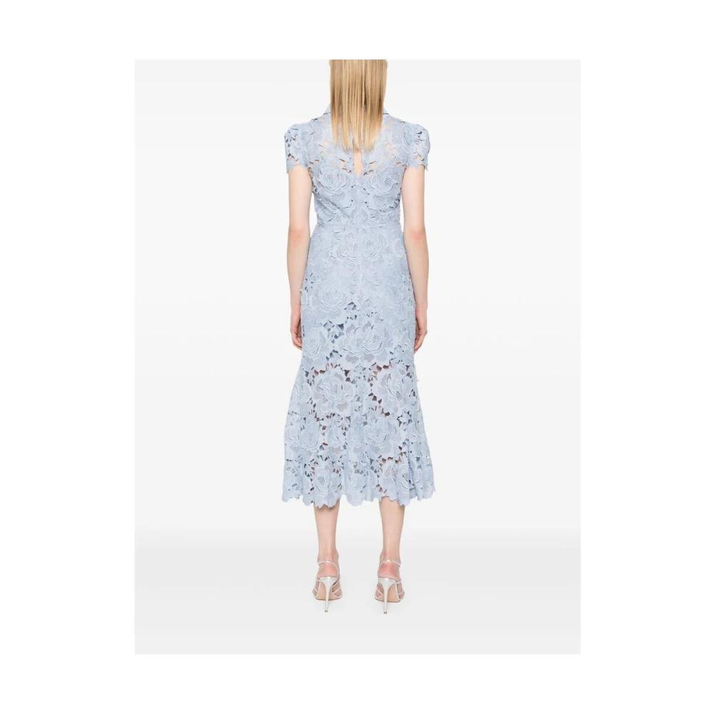 Self Portrait Uitlopende Zoom Blauwe Jurk Blue Dames