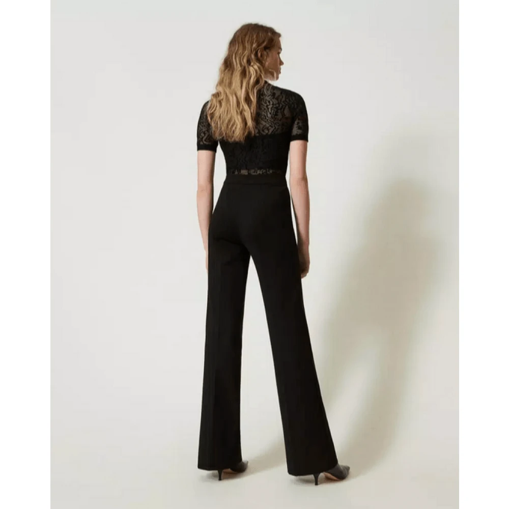 Twinset Recht gesneden Milano Gebreide Broek Black Dames
