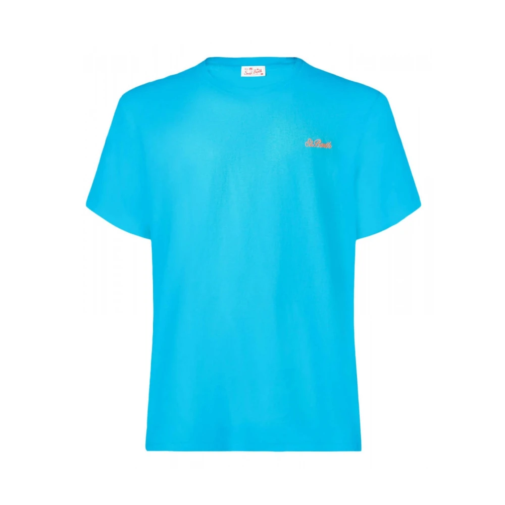 MC2 Saint Barth Geborduurd St Bart T-shirt Dover Blauw Blue Heren
