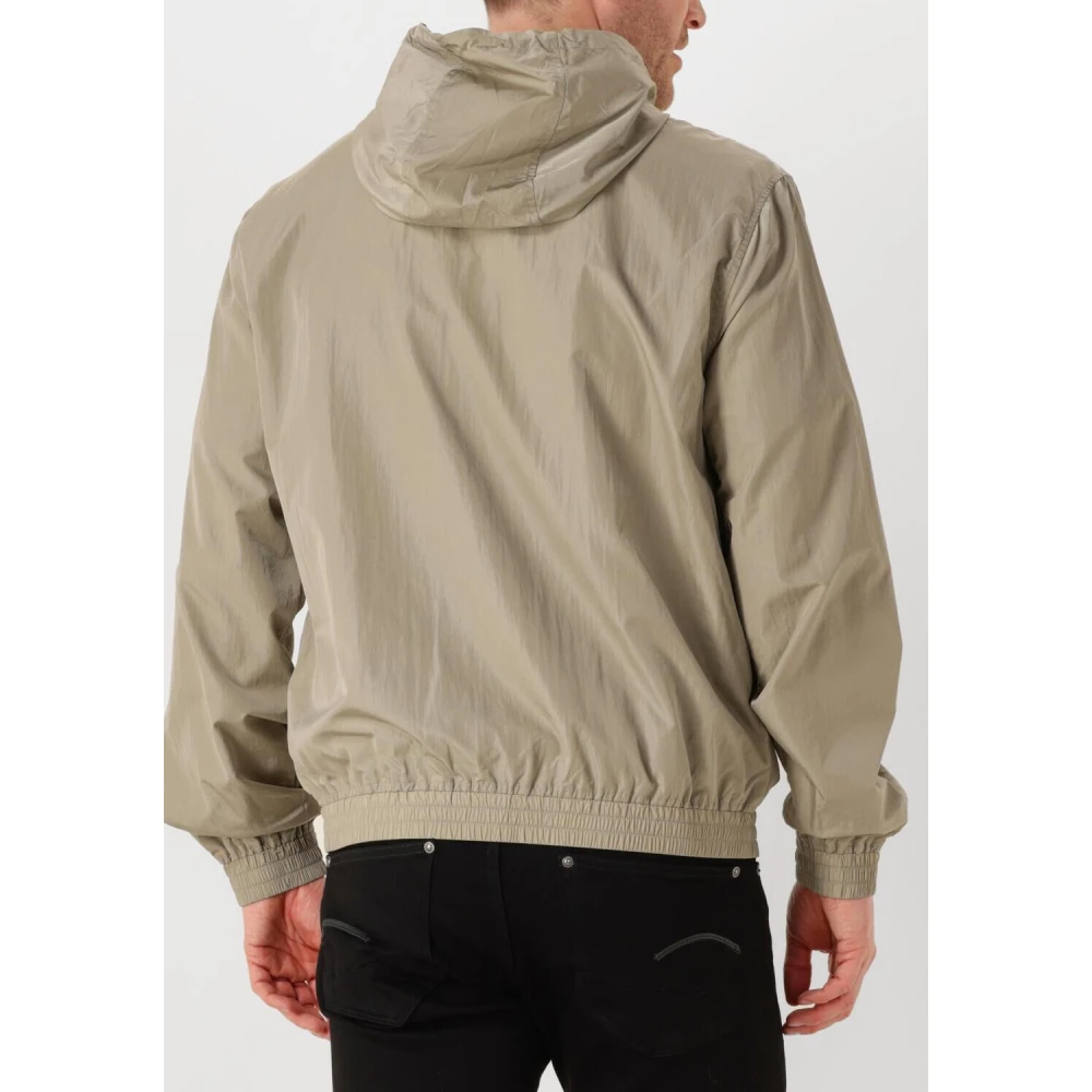 Calvin Klein Khaki Nylon Hooded Windbreaker Jas Beige Heren