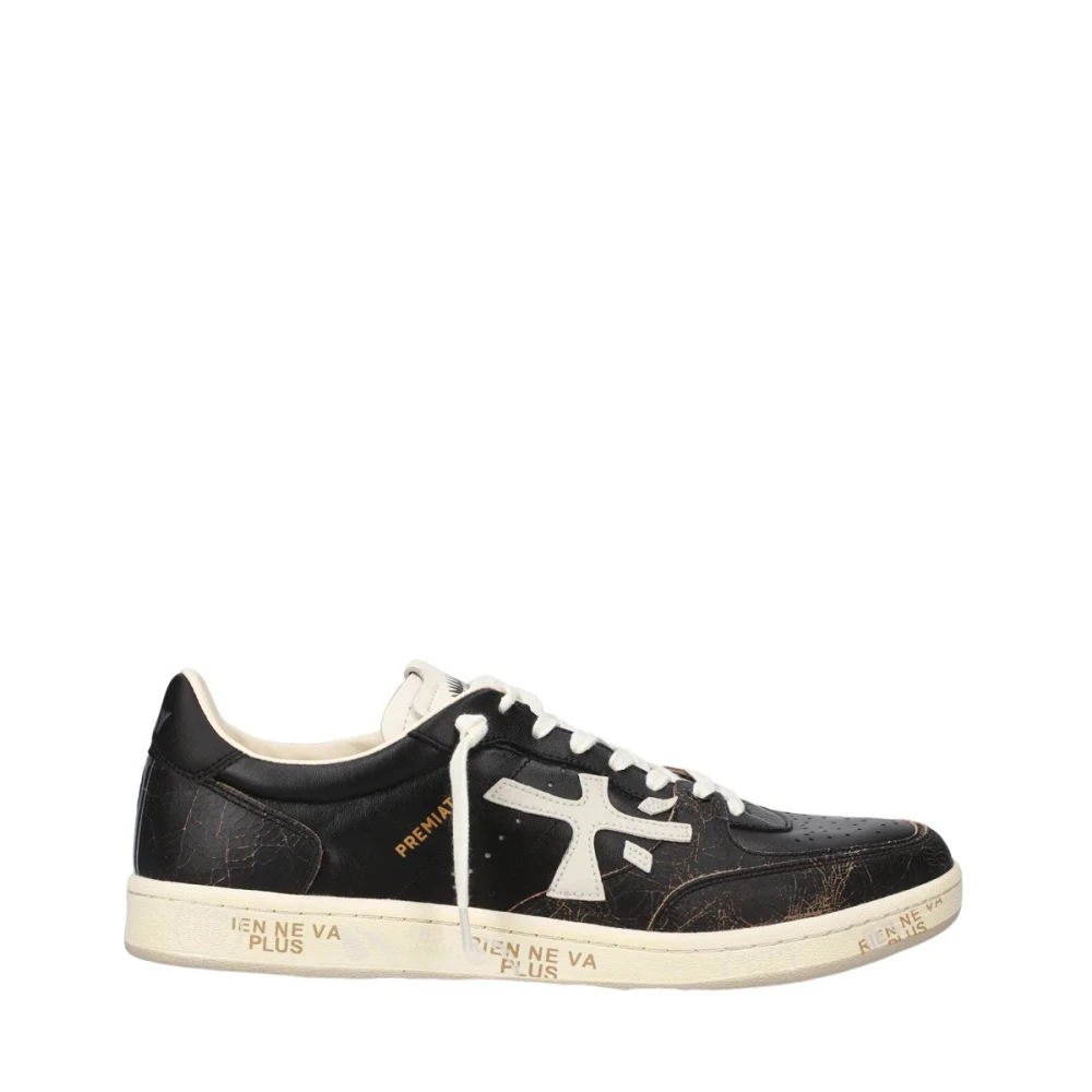 Premiata Zwarte leren sneakers met rubberen zool Heren Schoenen