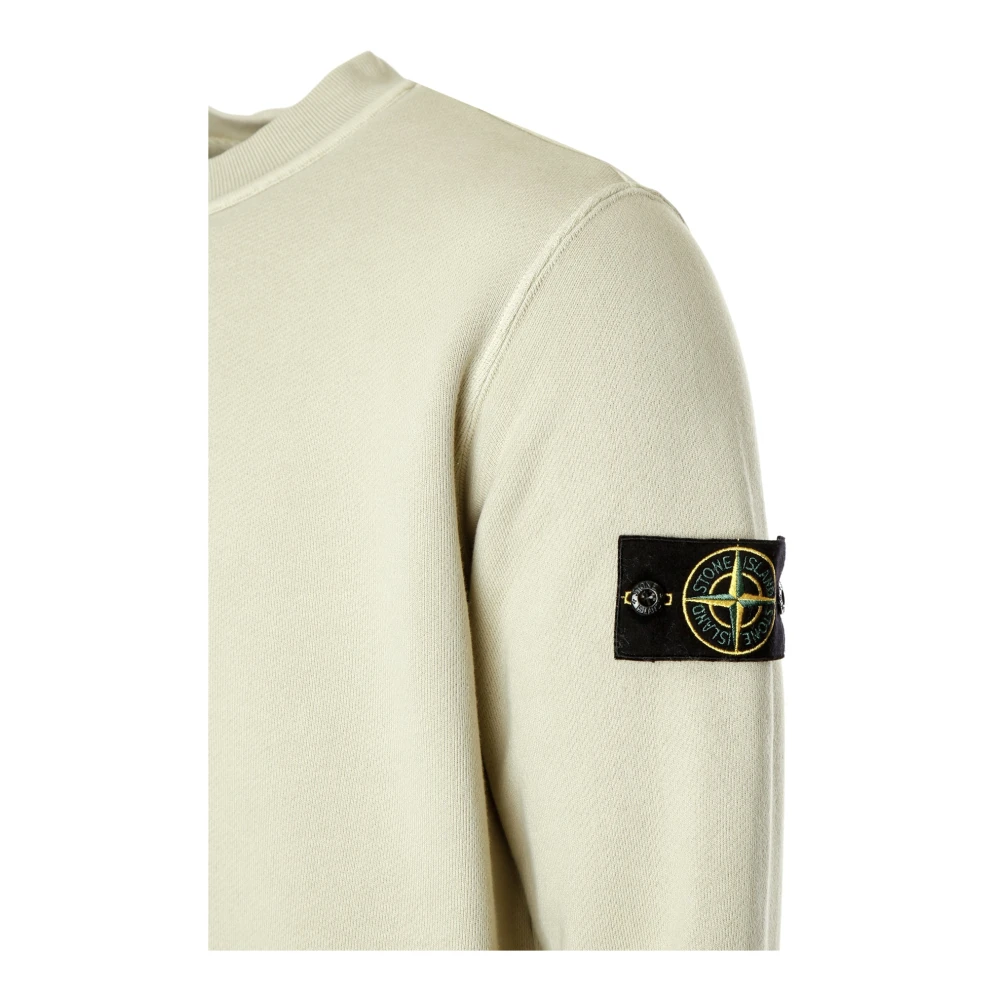 Stone Island Diagonaal Geweven Sweatshirt met Ronde Hals Beige Heren