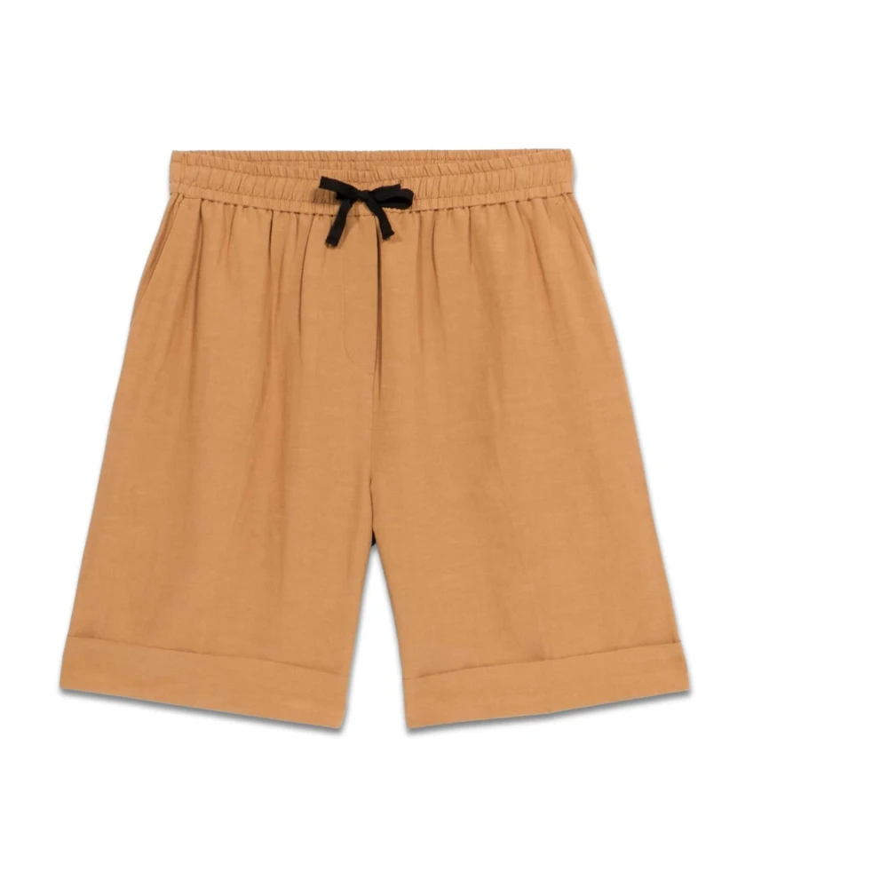 Oltre Linnen Bermuda Shorts Beige Dames
