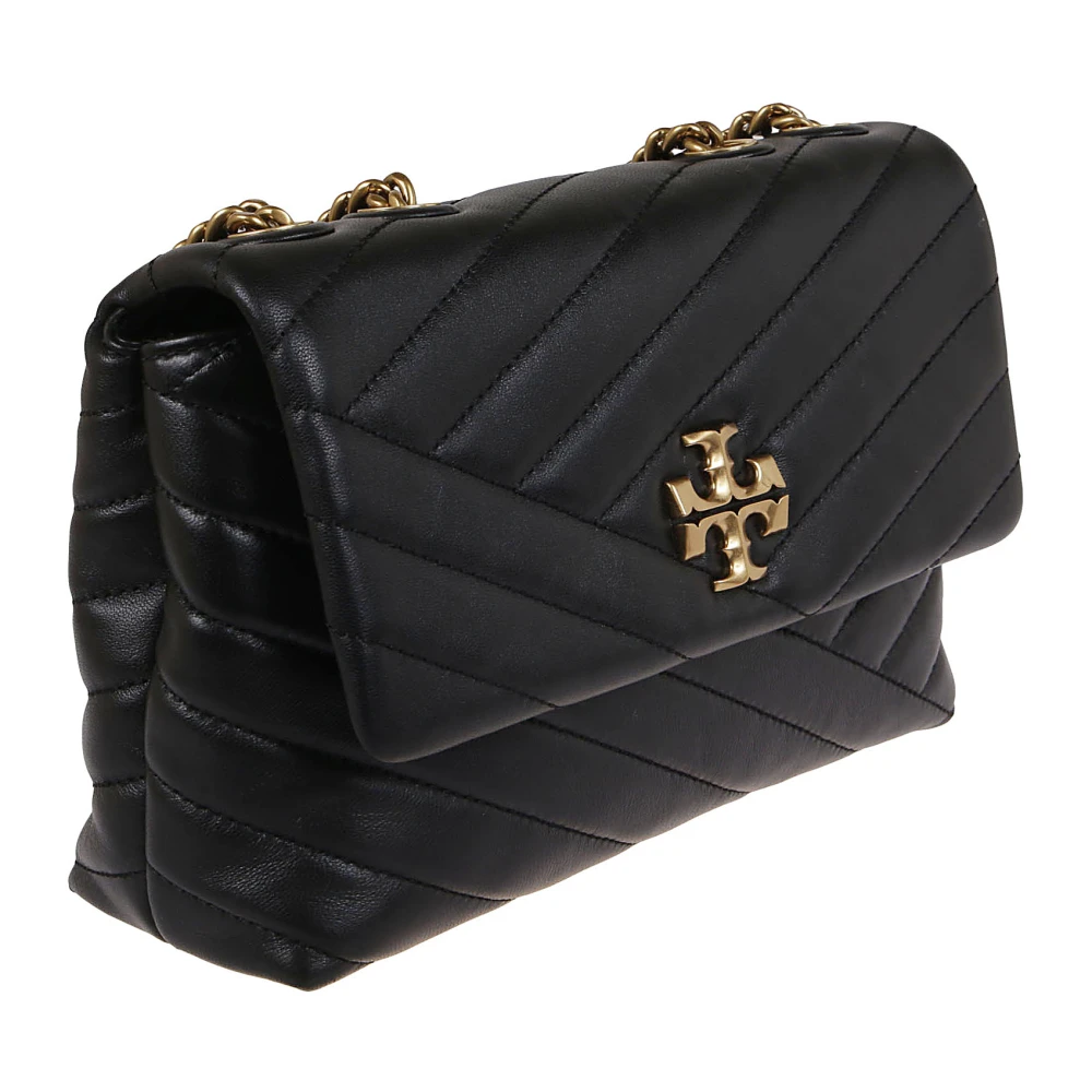 TORY BURCH Gewatteerde leren Chevron tas in crème Black Dames