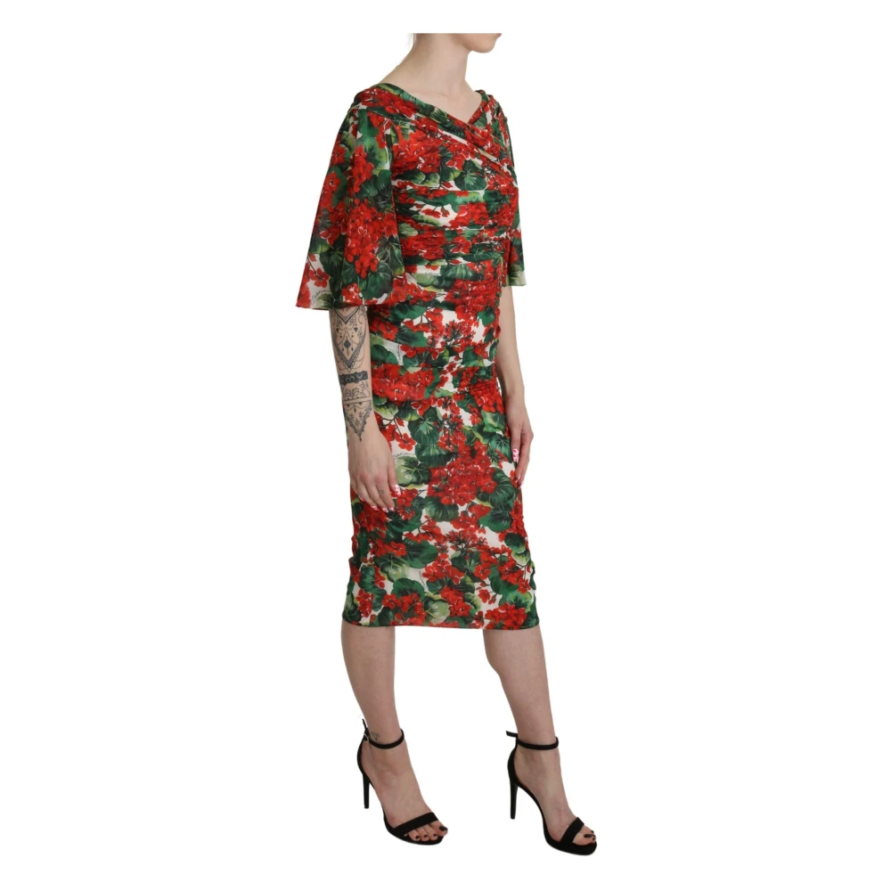 Dolce & Gabbana Bloemrijk Midi Jurk met Multicolor Patroon Multicolor Dames