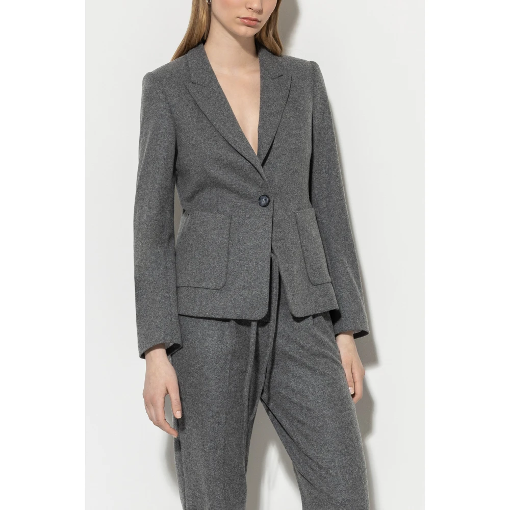 LUISA CERANO Slim Fit Wool Flannel Jersey Blazer Gray Dames
