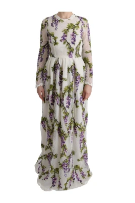 Blommig Broderad Maxiklänning