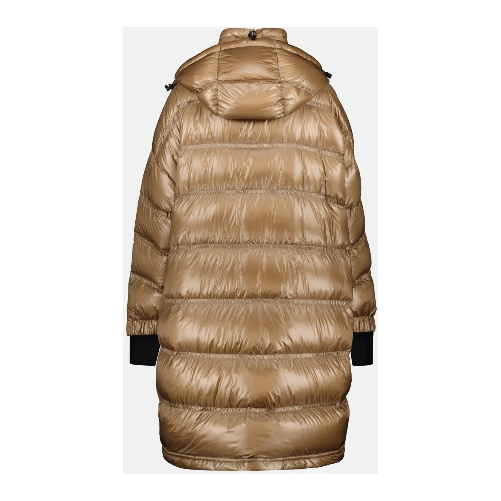 Moncler Beige Nylon Jas met Hoge Kraag Beige Dames