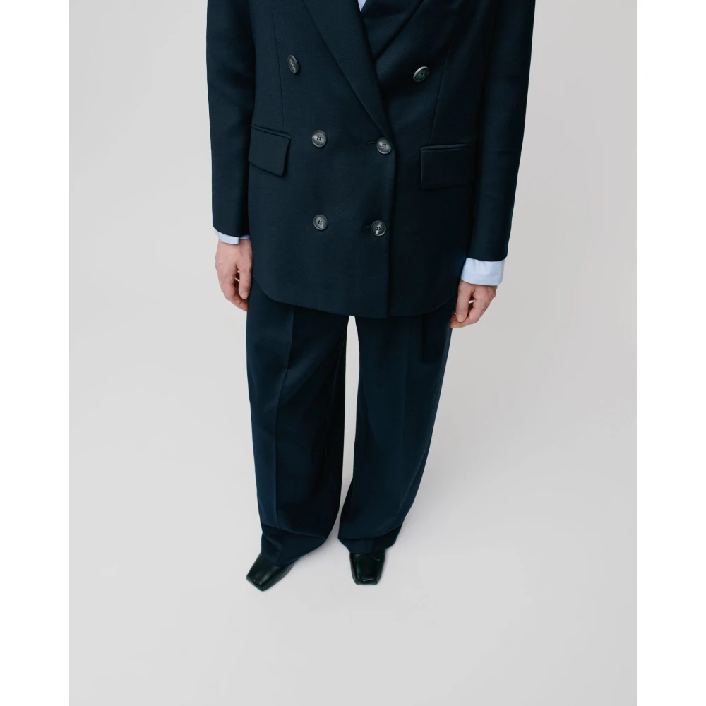 IVY OAK Wijde Plooiende Broek Donkerblauw Blue Dames