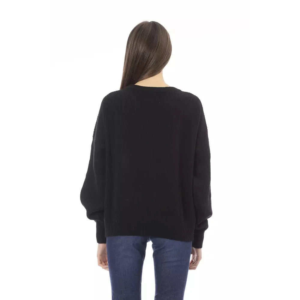 Baldinini Trendy Zwarte Wollen Trui Black Dames