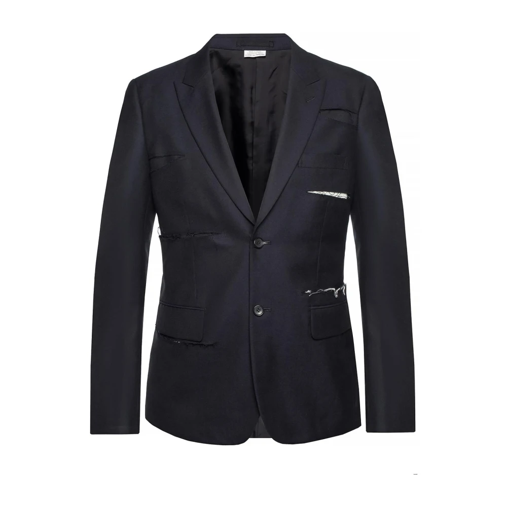 Comme des Garçons Blazer met rafelrand Blue Heren