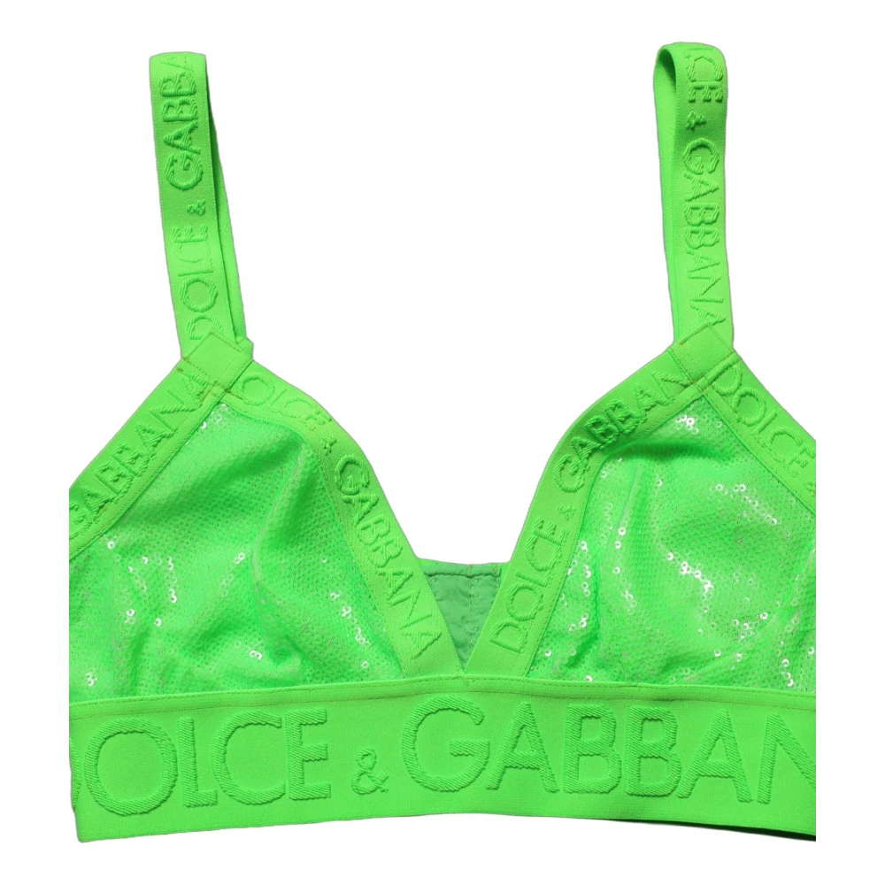 Dolce & Gabbana Cropped Soft Cup Bra Top - Female - Sleeveless Tops - Green - S - Tops