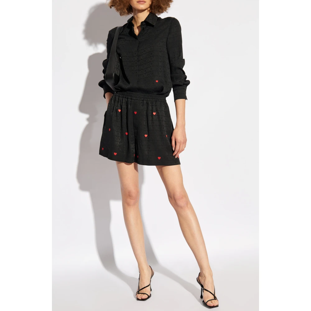 Moschino Shorts met geborduurd patroon Black Dames