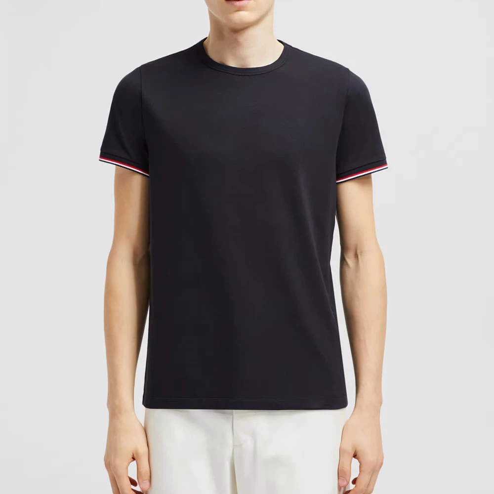 Moncler T-shirt met tricolour trim Navy Blue Heren