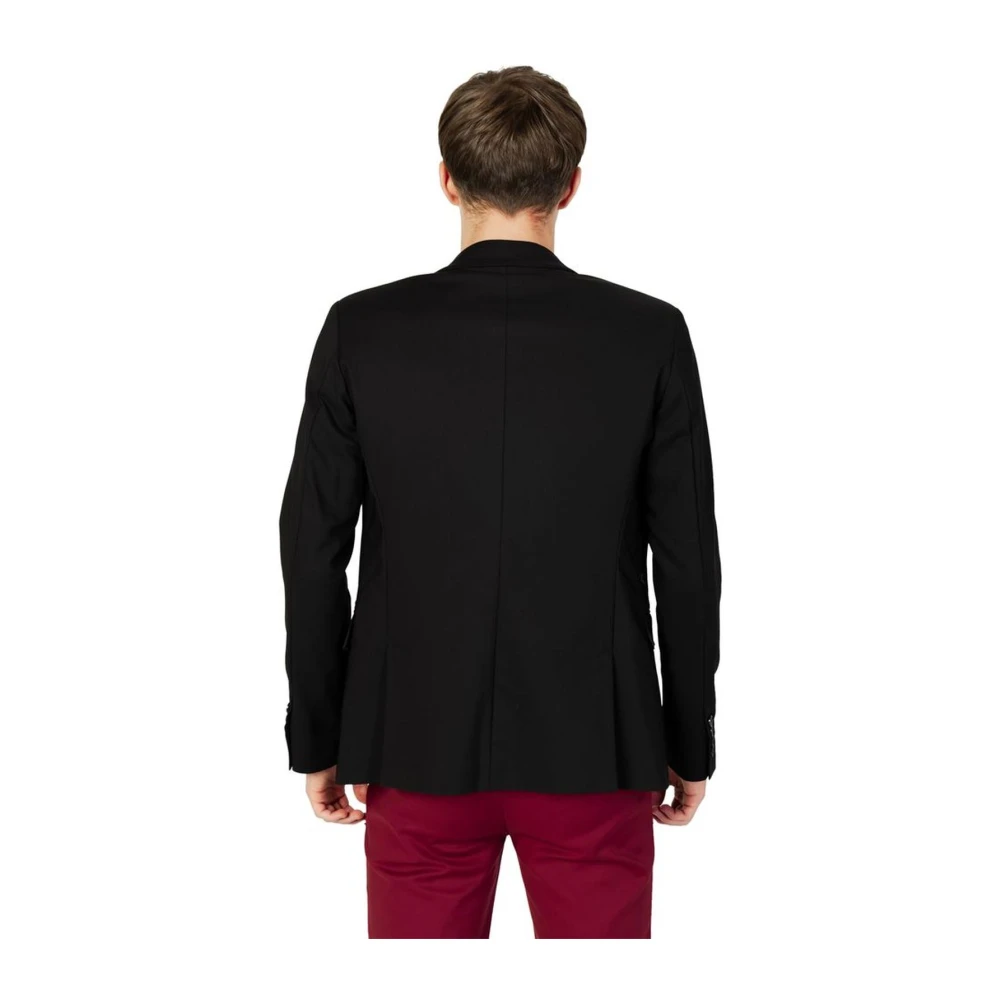 Gianni Lupo Herfst Winter Katoenmix Blazer Black Heren