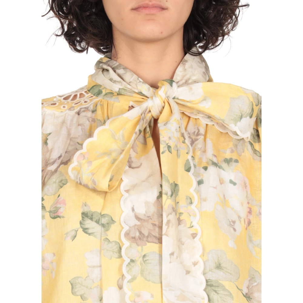 Zimmermann Gele Linnen Jurk met Kantdetails Yellow Dames