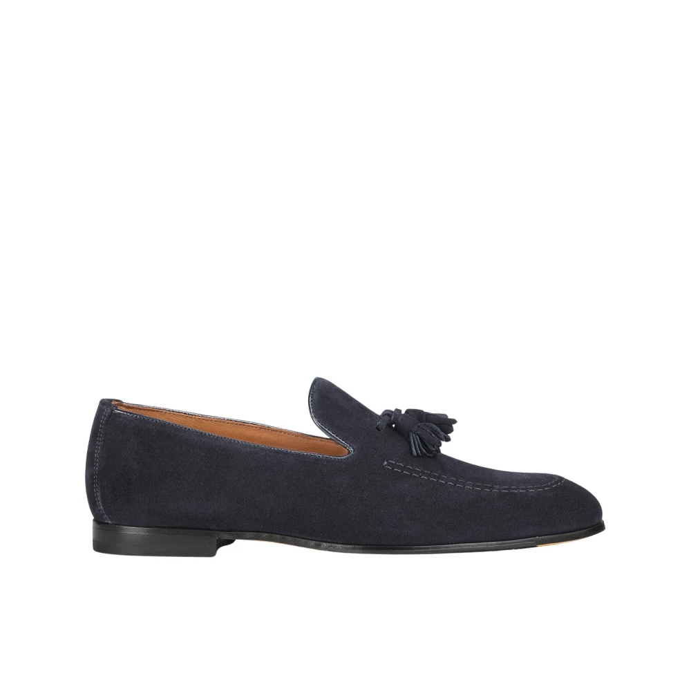 Doucal's Blue Loafers, Male, 10 Uk, Suede Loafer With Tassels