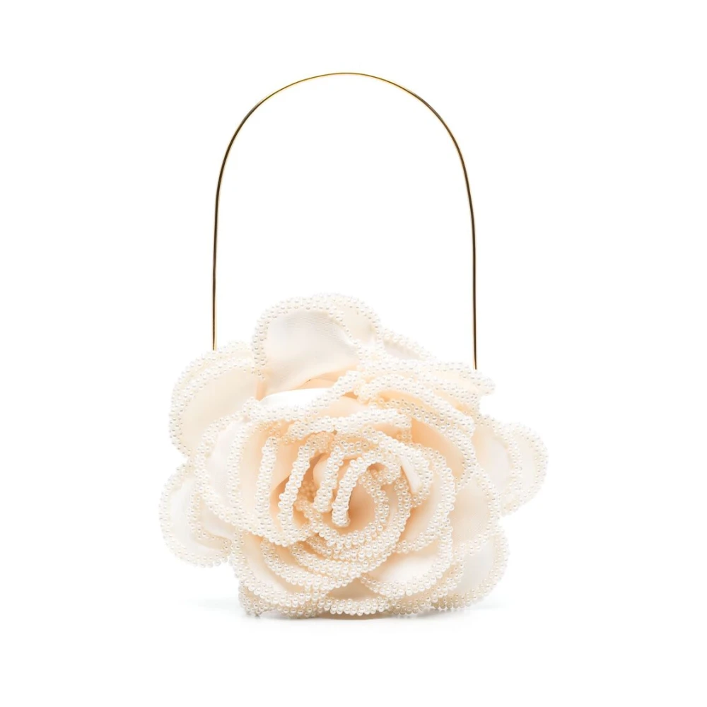 Vanina Elegante Beige Handtas met Faux-Parel Versiering Beige Dames