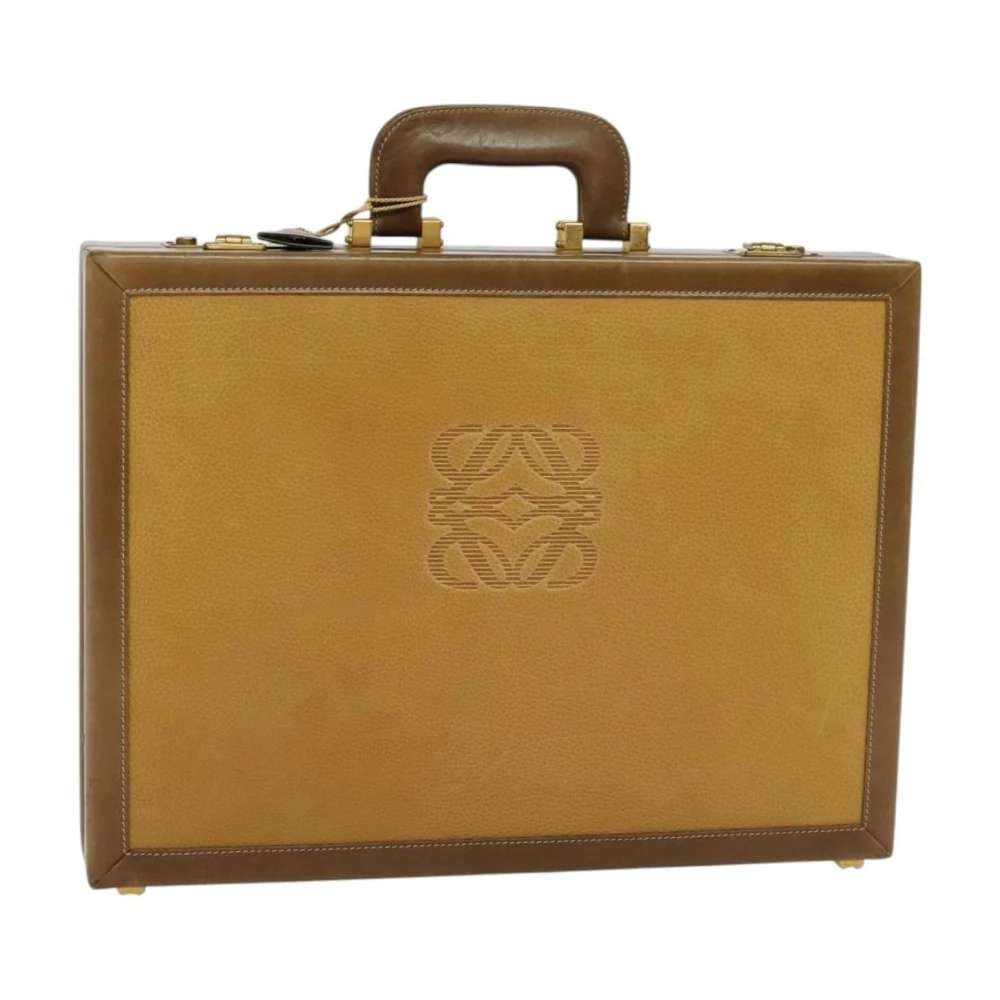 Loewe Pre-Owned Unisex Beige Pre-Owned Anagram Embossed Leather Briefcase
