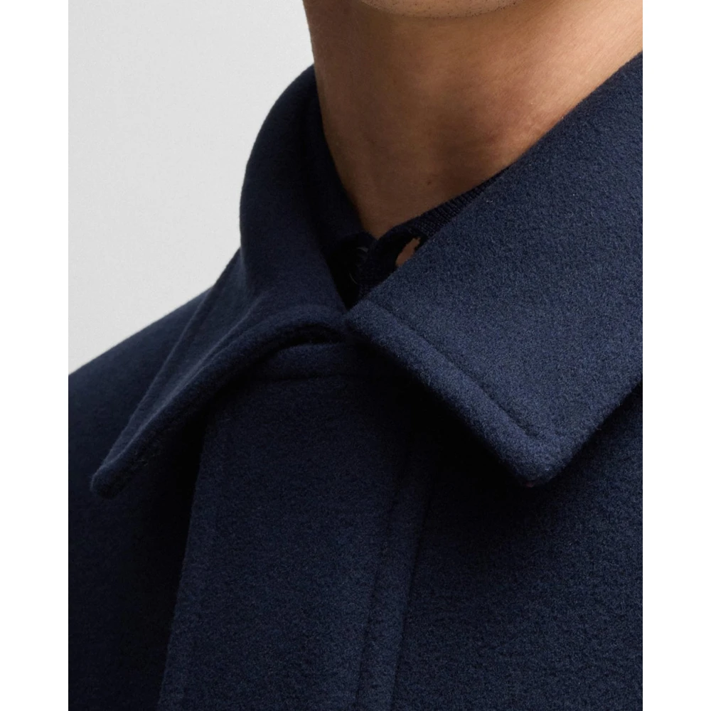 Hugo Boss Blauwe wollen jas met verborgen rits Blue Heren