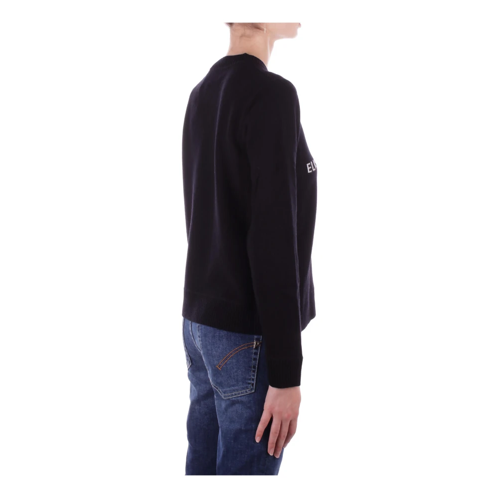 Elisabetta Franchi Geborduurde Logo Sweaters Black Dames