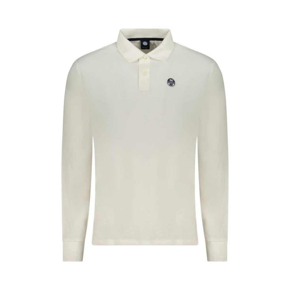 North Sails Men's White Cotton Long-Sleeved Polo Shirt, Polo Shirts, S, Tops