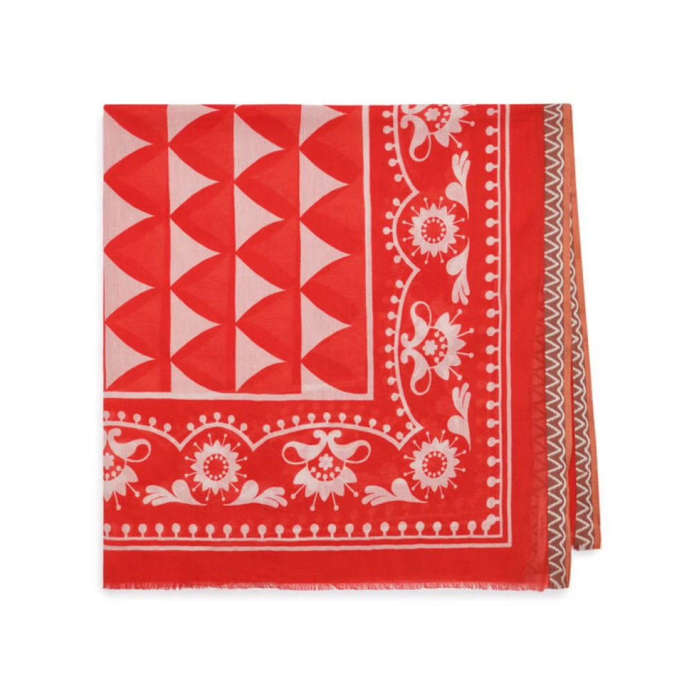 Maliparmi Women's Red Scarves, One Size, Collection Print Scarf 90X90