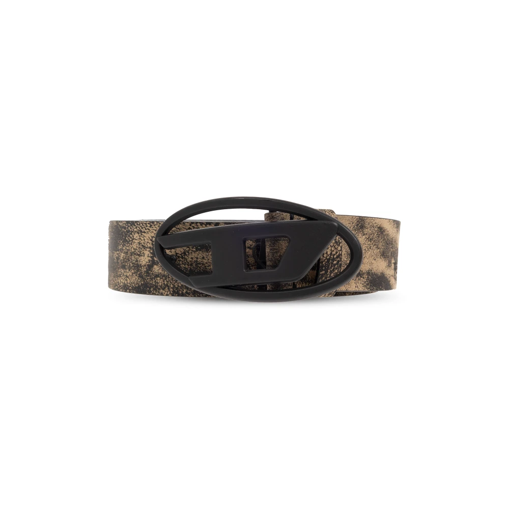 Diesel Treated leather belt with logo buckle Multicolor Unisex