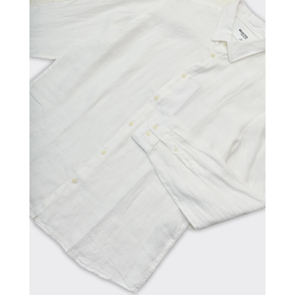 Selected Homme Witte Linnen Shirt Regkylian Stijl Multicolor Heren
