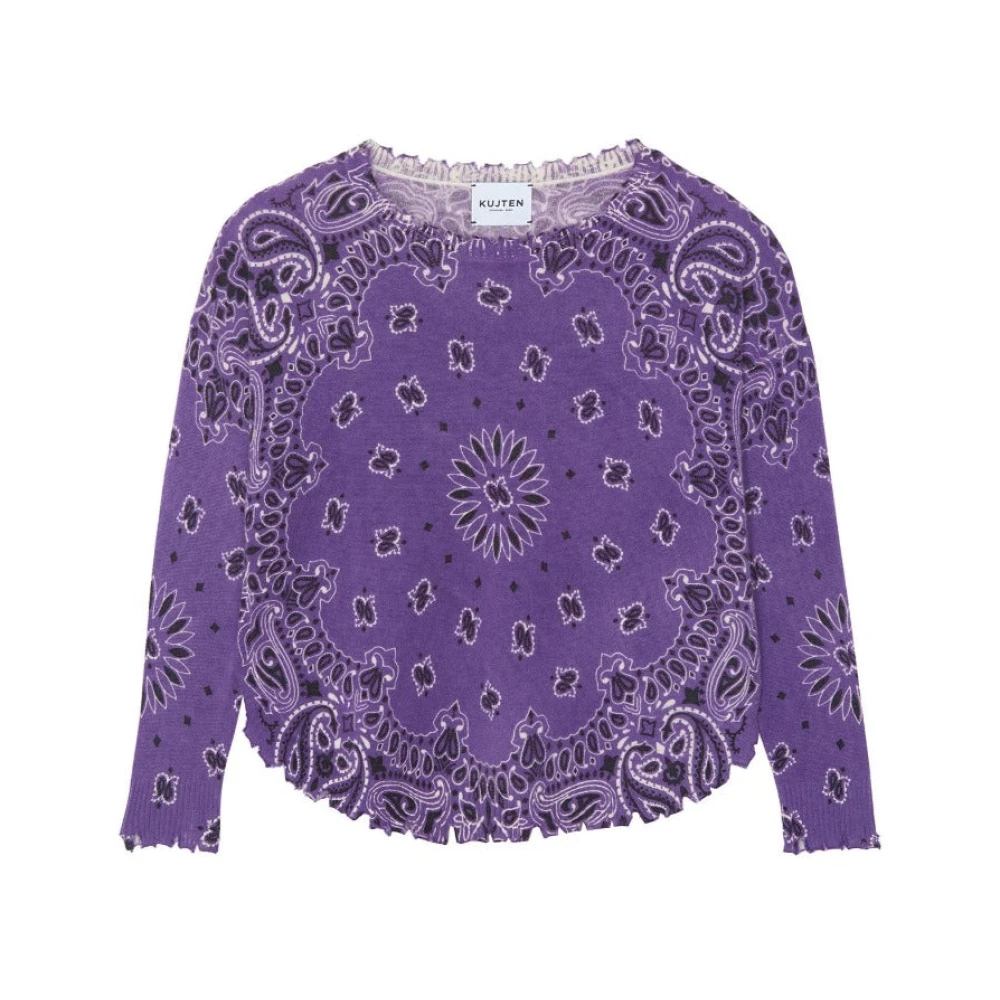 Kujten Lyxig Cashmere Bandana Sweater Purple, Dam