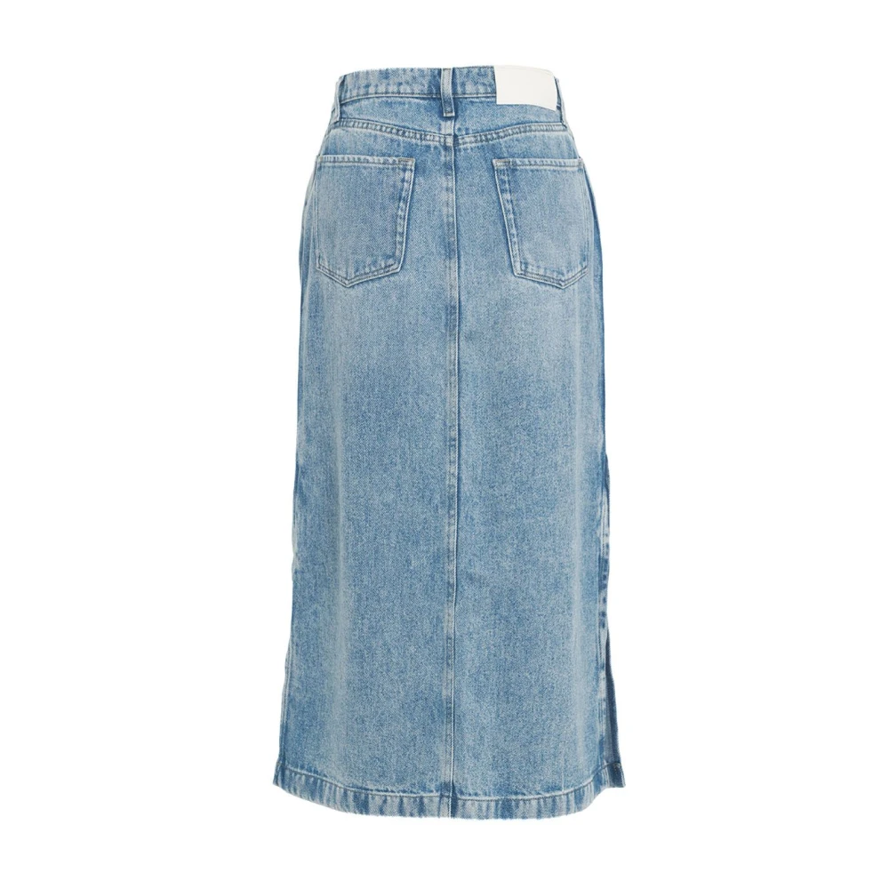 7 For All Mankind Blauwe Denim Midi Rok Abyss Blue Dames