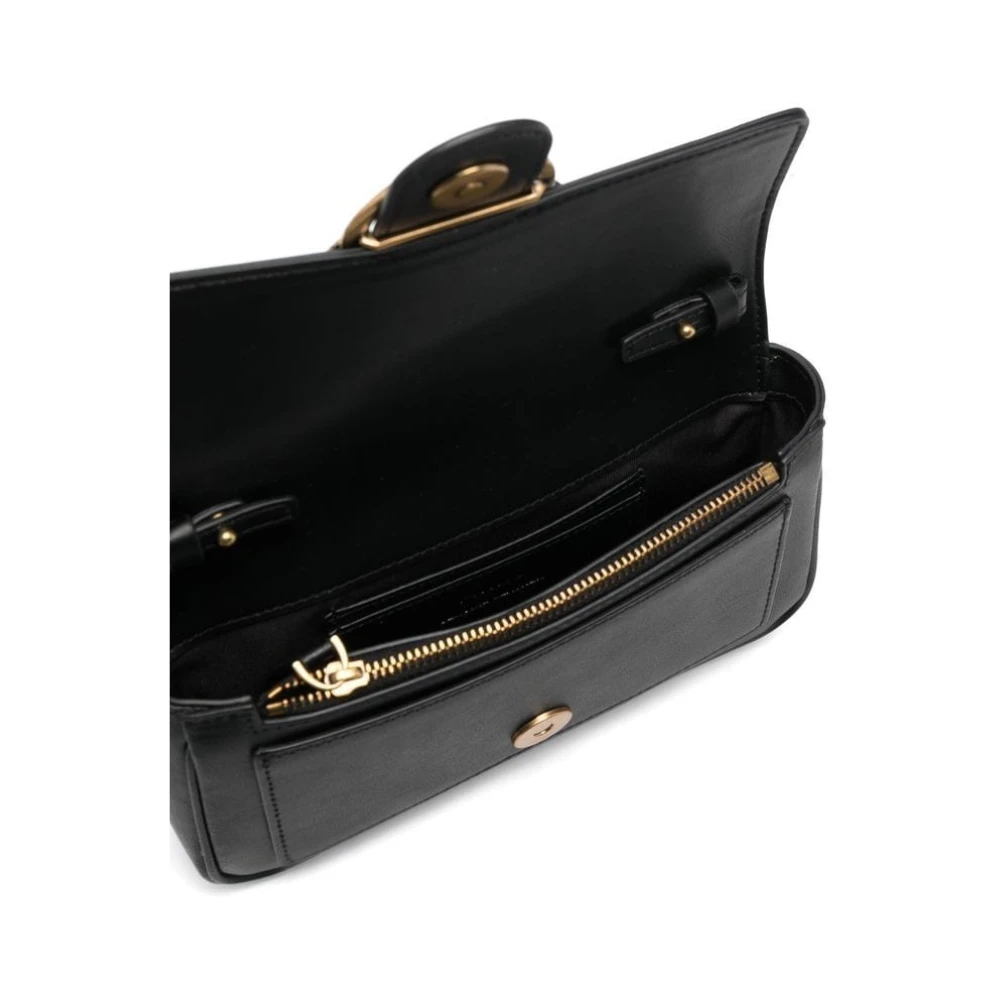 pinko Zwarte leren crossbodytas Black Dames