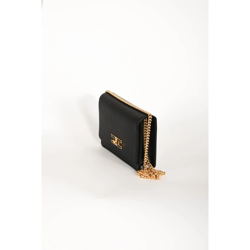Elisabetta Franchi Kleine schoudertas met logoplaat Black Dames