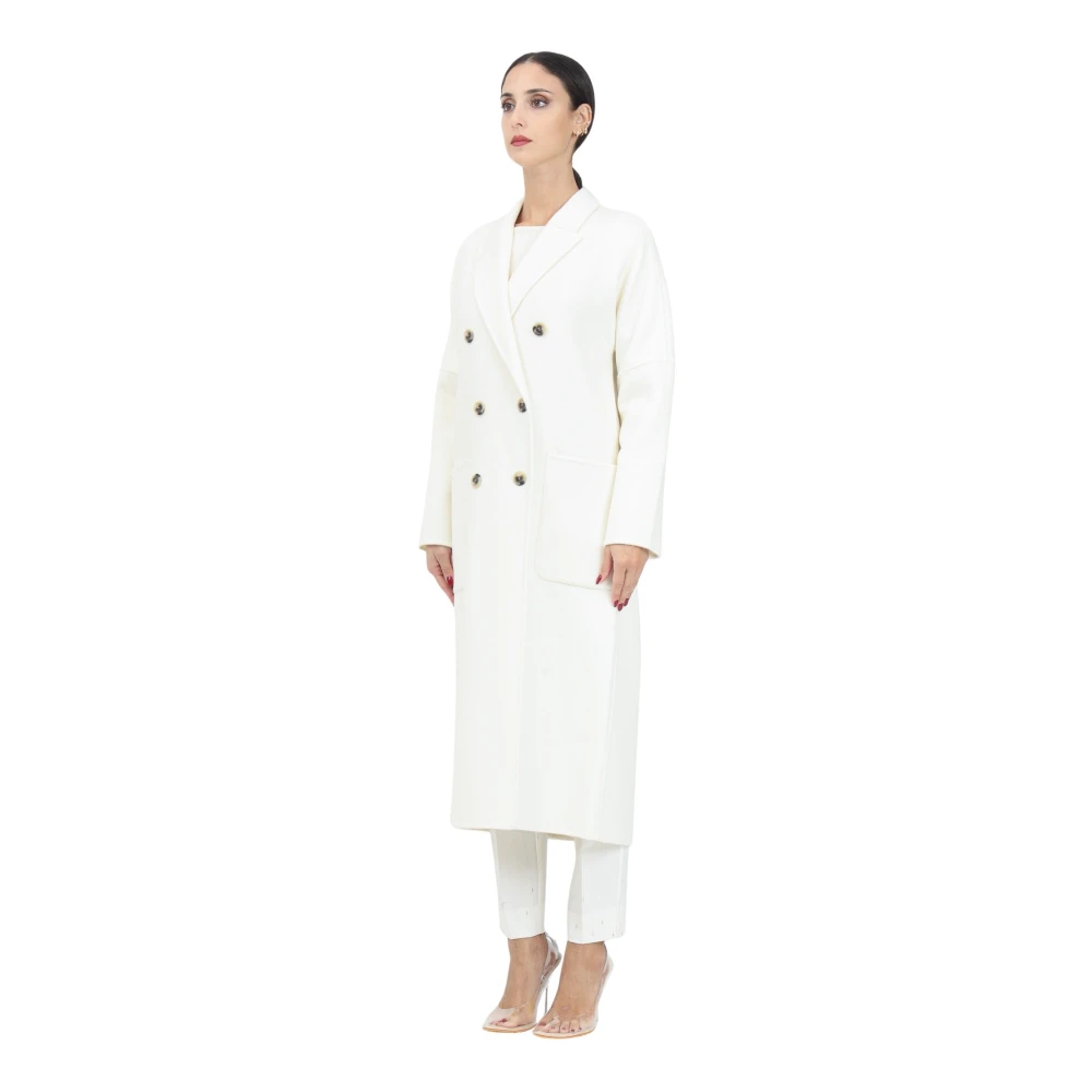 ViCOLO Lange Witte Jas Minimalistisch Ontwerp Beige Dames