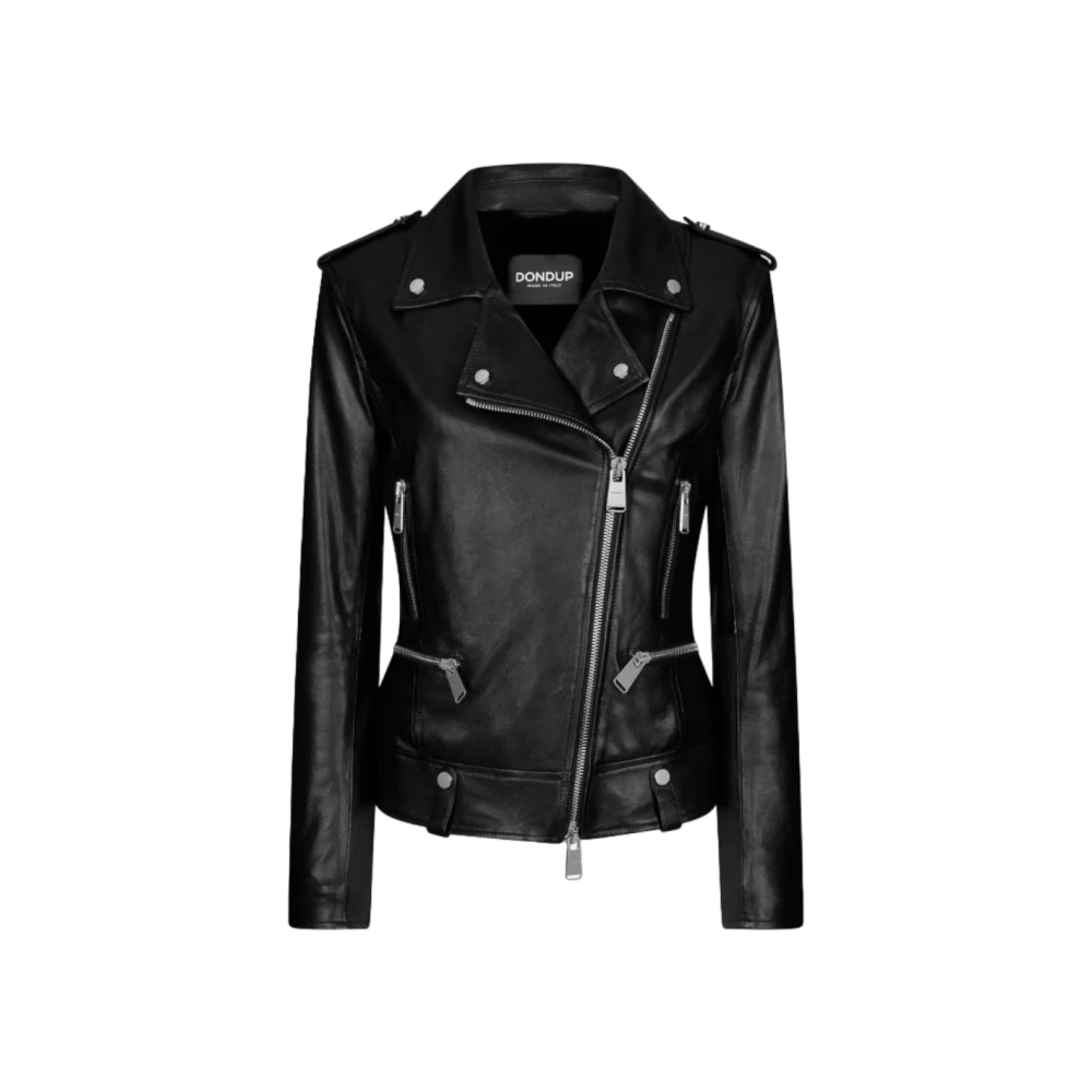 Dondup Zwarte Bikerjas met Nepbont Black Dames
