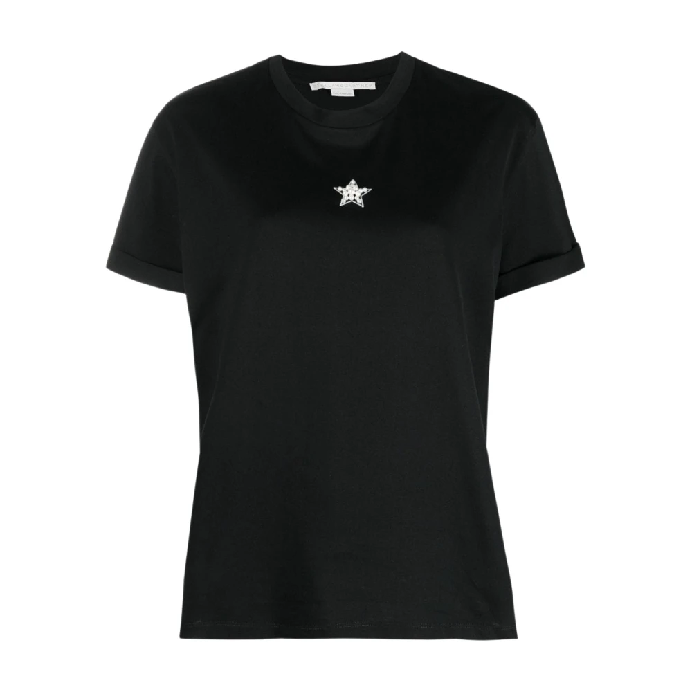 Stella Mccartney Zwart Pearl Mini Star T-Shirt Black Dames