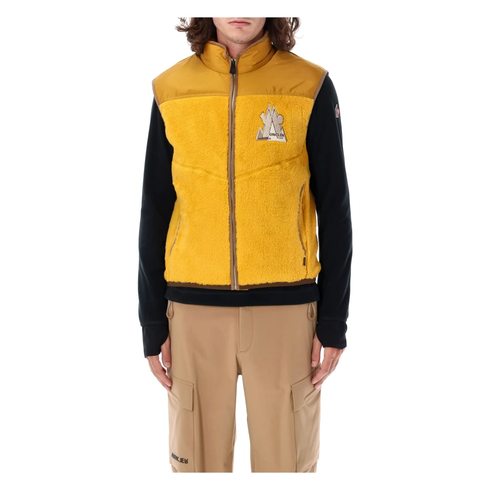 Moncler Gele Zip-Up Vest Buitenkleding Aw24 Yellow Heren