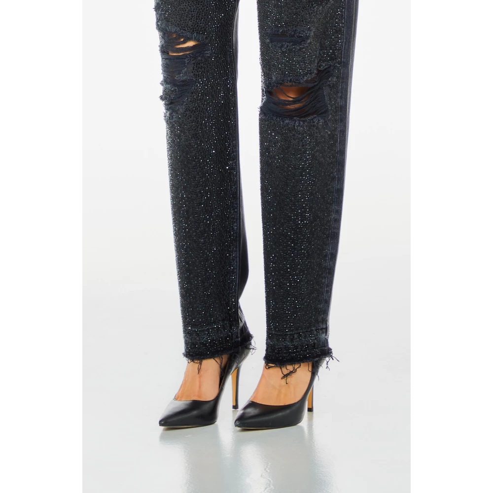 Liu Jo Cropped Straight High Waist Broek Black Dames