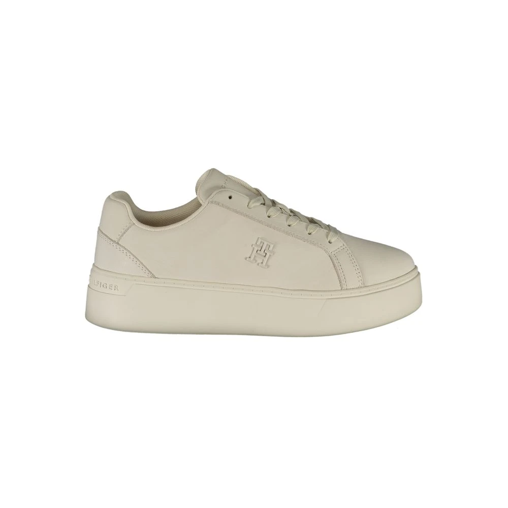 Tommy Hilfiger Women's White Polyester Wedge Sneakers