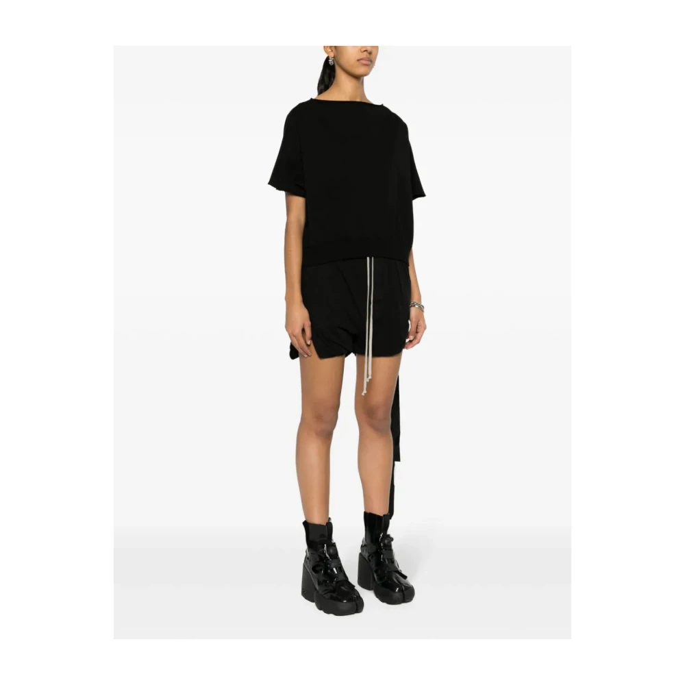 Rick Owens Zwart Mouwloos T-shirt met Geribbelde Ronde Hals Black Dames