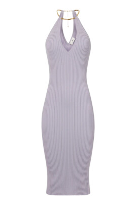 semi formal dresses knee length Dreamylily Women Wedding Guest Semi-Formal Dress Light Blue V-Neck Chiffon  Midi Dress