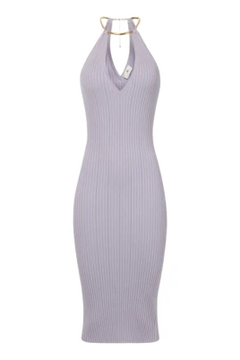 Ring V-neck Midi Dress