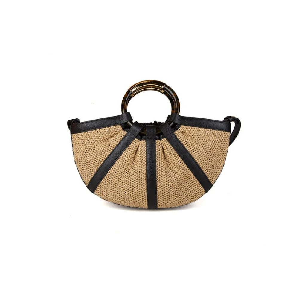 Coccinelle , Handbags, Female, Beige, One Size, Shell Straw Handbag